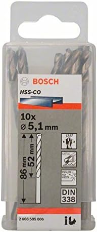 Bosch 10x PRO Stainless Steel HSS-Co Twist Drill Bit (for Steel Stainless steel, diameter 5,10 mm