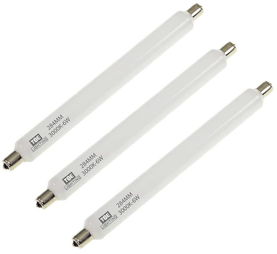 TBE LIGHTING 6W S15s LED Strip Light Bulb - Pack of 3 Units - 284mm Length Tubular Mirror lamp, Non-Dimmable, 400 Lumen Output, 20,000Hrs Life Expectancy (3000K Warm White)
