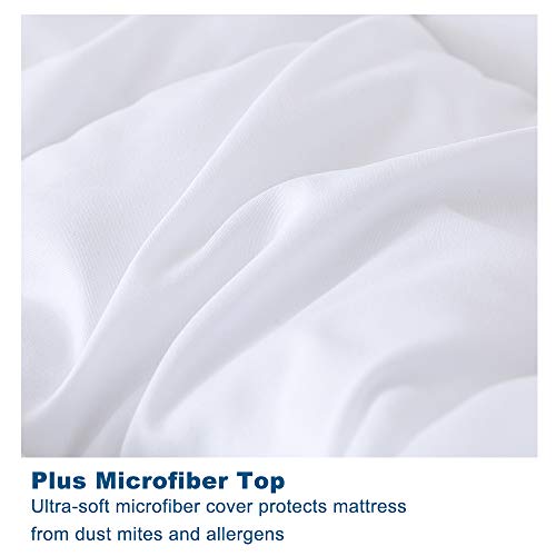 DOWNCOOL Waterproof Mattress Pad Cover - Hypoallergenic Breathable Soft Top Down Alternative Filling Quilted Fitted Protector Stretches up s to 8''-21'' Deep Pocket (Queen 60x80 Inch)