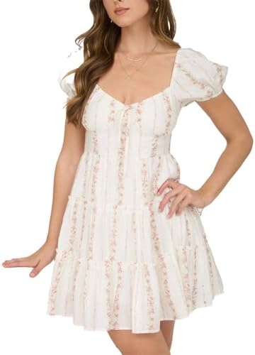 forever 21 floral tie-front fit & flare mini dress Forever 21 Floral Pattern Print Mini Dress Size Small Ties In Back Fit To Flare