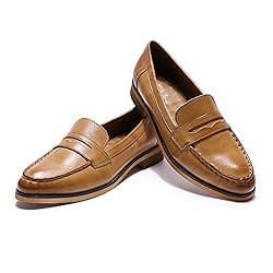 Mona flying Women's Leather Penny Loafer Casual