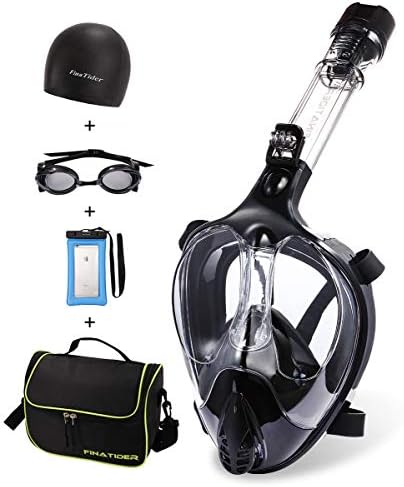 FinaTider Full Face Snorkel Mask Foldable Snorkeling Mask with Detachable Camera Mount 180° Panoramic Snorkel Set Dry Top Anti-Fog Anti-Leak for Adults & Teenagers