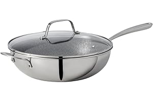 Lagostina Resistere Stainless Steel Wok, 30cm / 5.1L, Lago-Mesh Technology, Thick-Clad Body, Scratch Resistant, Induction Saf
