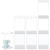 FINGERINSPIRE 8Pcs Figures Display Case 2.5x2.2x4Inch Stackable Plastic Box Model Display Case with White Base Rectangle Clear Storage Box Plastic Storage Showcase for Minifigures Collections