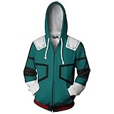 ZIFUNMUR Boku No Hero Academia My Hero Academia Izuku Midoriya Jacket Sweatshirt Cosplay Costume Hoodies Green Large