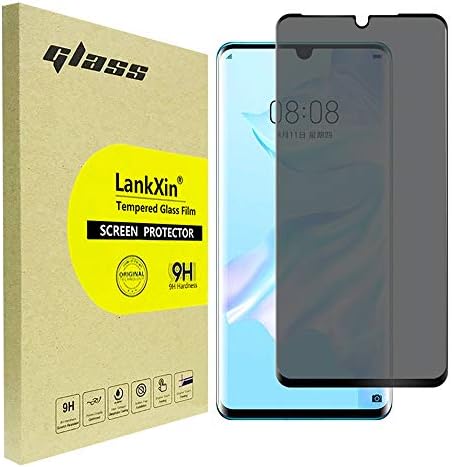 LankXin HUAWEI P30 Pro Privacy Screen Protector, 3D Curved Full Coverage Anti Spy Tempered Glass Protector Film for HUAWEI P30 Pro [Anti-Scratch][Bubble-Free]