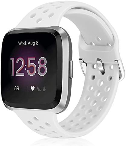 Runostrich Sport Band Compatible with Fitbit Versa/Versa Lite/SE, Soft Silicone Strap Replacement Breathable Wristband Accessories for Smart Fitness Watch for Women Men (White)