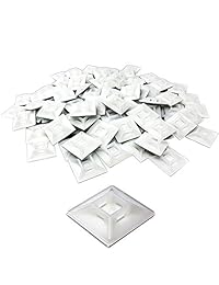 Grande, Premium cierre de cremallera Tie Adhesive-backed Mounts 100 Pack por Nova Supply. Pro-Grade, UV Color Blanco Cable Tie Bases: 1.1 en x 1,1 en. Punto de anclaje screw-hole ofrece una durabilidad de alta resistencia para uso a largo plazo