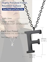 PROSTEEL Mens Chain Inital Neckles F Monogram