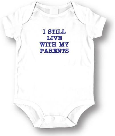 Attitude Rompers "Live With My Parents" Baby Romper Onesie; 6-9 Months-White
