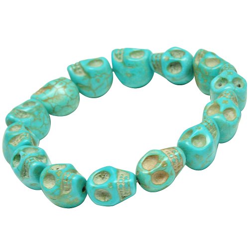 Jane Stone Personalized Bluish Green Skull Head Bone Fashion Punk Bracelet for Cowgirl