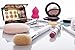 Professional Makeup Brush Set with Stippling Kabuki Foundation and Contour, Blush/Powder, Eyeashadow, Crease Blending, Eyeliner & Brow and Lip Brushes, 9 Pcs, Real & Synthetic Hair, Sponge Travel Case