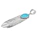 Turquoise Feather Pendant Necklace in Sterling Silver 925 & Genuine Turquoise (20