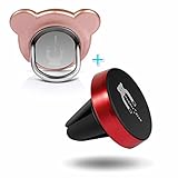 Car Phone Mount , Magnetic phone Car Mount & Phone Ring ,Universal Air Vent Magnetic Car Mount Holder for iPhone X 8/8 Plus 7 7 Plus 6s Plus 6s 6 SE Samsung S6 S8 Note 8 HUAWEI Mate 10(Rose Gold)