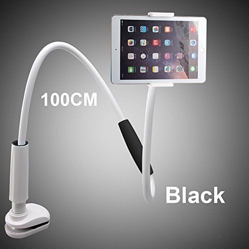 Tablet Stand with Clamp Mount for Smartphone or Tablet - Adjustable, Flexible Arm - Gooseneck with Swivel End - Universal Lazy Holder for Bed or Office