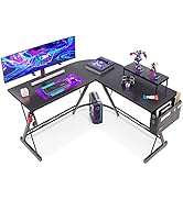 L Shaped Gaming Desk, Home Office Desk with Round Corner, Computer Desk with Large Monitor Stand ...