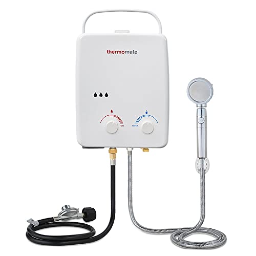 Propane Water Heater Tankless, thermomate 1.32GPM Outdoor Portable Gas Water Heater, On Demand