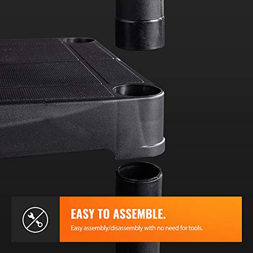 VonHaus 4 Tier Garage Shelving Unit (Pack of 2) Black Plastic