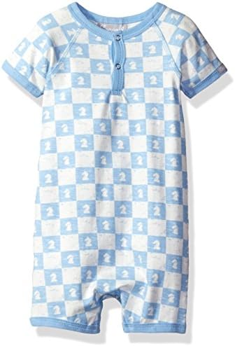 Coccoli Baby Romper, Blue Horse Check, 12m