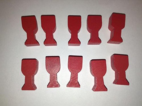 Goblet Tokens - 10 Red Goblet shaped Wooden Tokens