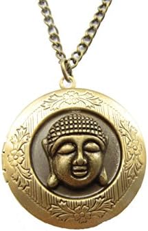 Bronze Buddha Locket Necklace,Buddhism,Yoga Necklace,Peaceful,Zen Locket Necklace,Happy Buddha