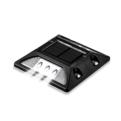 Solar Deck Lights,UNIFUN New Design Driveway Dock LED Lights,Solar Powered Waterproof Road Markers for Step Sidewalk Stair Garden Ground Pathway Yard (White)