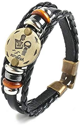 Florance jones 12 Constellation Pendant Unisex Leather Bracelet Chain Bangle Jewelry | Model BRCLT - 45581 |