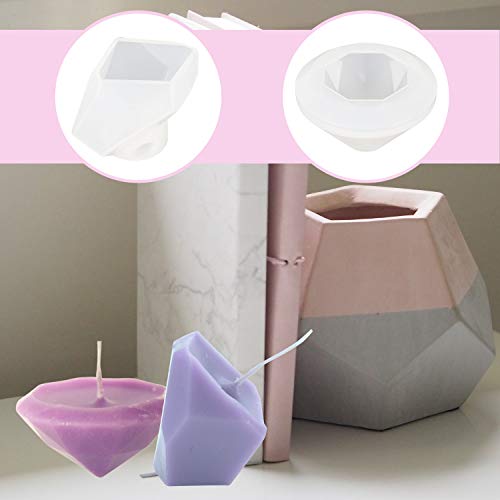 Houseables Silicone Resin Mold, Art Casting Supplies, Various Sizes, 8 Molds, Clear, Craft Kit, Pyramid, Diamond, Sphere, Stone, Cube, Measuring Cups, For Epoxy, Polyester, Paperweight, Bath Bomb, Wax