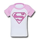 Supergirl Girls Pink Pattern Symbol T-Shirt- Girls 6x