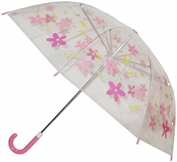 Clear children umbrella with daisy prints (pink)