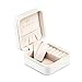 Vlando Small Travel Jewelry Box Organizer - Faux Leather Storage Case for Rings Earrings Necklace - Best Gifts Choice for Girls Women, Pearl White
