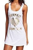 FIYOTE Women Summer Beach Sleeveless Tank T-Shirt Swimsuit Dress Cover Up