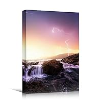 Canvas Wall Art Sun Setting into The Ocean Coastal Multicolor Photography Relax/Calm Romantics Sunset - 12x18 inches