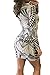 Pretid Women Sexy Cotton Deep V Bandage Printing Stretch Bodycon Party Dresses