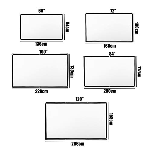 Video Projector Screen,72inch HD Projector Screen 16:9 Home Cinema Theater Projection Portable Screen for Home Party KTV Playing Game Entertainment,Movie Projector Screen Home Cinema (White)