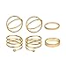 Cougar's Choice 6pcs Stack Rings Glod Plated Ring Knuckle Nail Ring Set