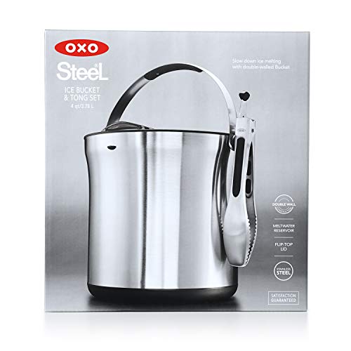 OXO Ice Bucket and Tongs Set Brushed Stainless Steel Pricepulse