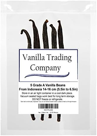 (5 Beans Tahitian) From Indonesian โ All Natural Vanilla Beans, Grade A โ (10-15% Moisture)