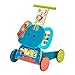 Labebe Wooden Push and Pull Toy, Activity Baby Walker, Toddler Learning Cart - Blue Elephant