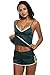 Ekouaer Sleepwear Womens Sexy Pajamas Set Silk Lingerie 2 Piece Satin Cami Shorts Set PJS Wife Gift Green Mudiem