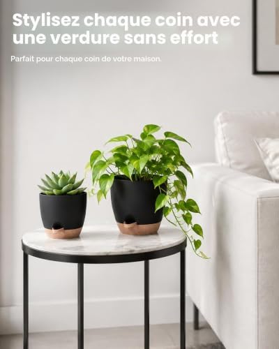 Pot de Plantes d'Intérieur avec Drainage 6 Pcs Pots en Plastique Auto-irrigants 12.7cm/14cm/15.2cm/16.5cm/17.8cm/20.3cm pour Plantes d'Intérieur, Fleurs, Cactus