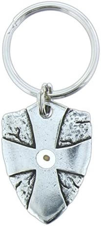 Bob Siemon Pewter Shield & Cross Mustard Seed Keyring