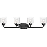 Maxim Acadia-Bath Vanity Light-Bell Shaped Glass Shades-10.5 inches high-Black Finish-4 Bulb Count