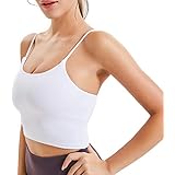 Lemedy Women Padded Sports Bra Fitness Workout Running Shirts Yoga Tank Top (S, White)