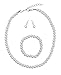 Girls' Children's Simulated Pearl Necklace with Stretch Bracelet and Ball Stud Earrings, White