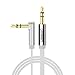 UGREEN 3.5mm Auxiliary Audio Jack to Jack cable 90 Degree Right Angle for Apple iPhone, iPod, iPad, Samsung,Smartphones & Tablets and Speakers,24K Gold Plated Male to Male (1.5FT, White)