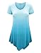 WT1051 Womens V Neck Short Sleeve Ombre Tunic Top XXL AQUA