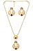 Touchstone gold tone Indian bollywood beautiful mesh and cut work faux pearls emerald jewelry pendant set