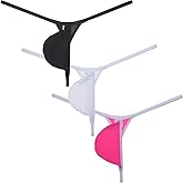 Men's Ice Silk Mini Bikini T-Back Drop-shaped String Thong Underwear Thin Tangas Soft Minimal Coverage Bottoms