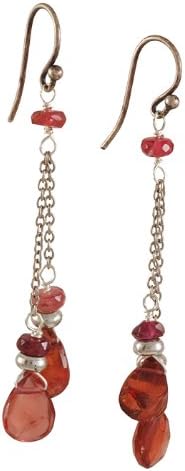AVINDY- Sterling Silver Whispy Jingle Earrings in Garnet